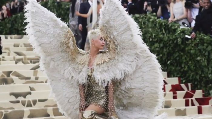 Katy Perry dressed as an angel for the annual Met Gala held in New York City on Monday, May 7, 2018. The theme for the event was fashion and the Catholic imagination.
