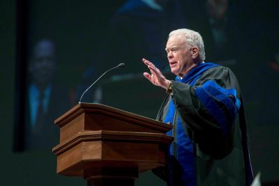 Paige Patterson, president of Southwestern Baptist Theological Seminary in Fort Worth, Texas, is seen speaking here in this May 2018 photo.