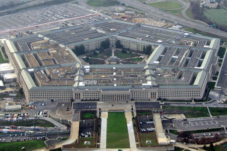 An aerial photo of The Pentagon, headquarters of the United States Department of Defense, taken from an Airplane in Jan. 12, 2008. https://commons.wikimedia.org/wiki/File:The_Pentagon_January_2008.jpg