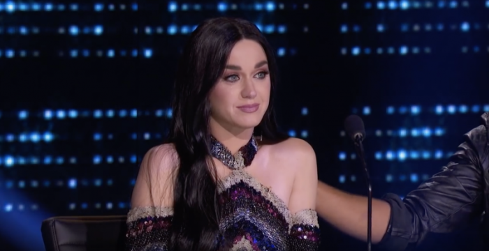 Katy Perry gets emotional while watching Michael J. Woodard sing 'Still I Rise' by Yolanda Adams for his Mother's Day Top 5 performance on 'American Idol,' Hollywood, California, 2018.