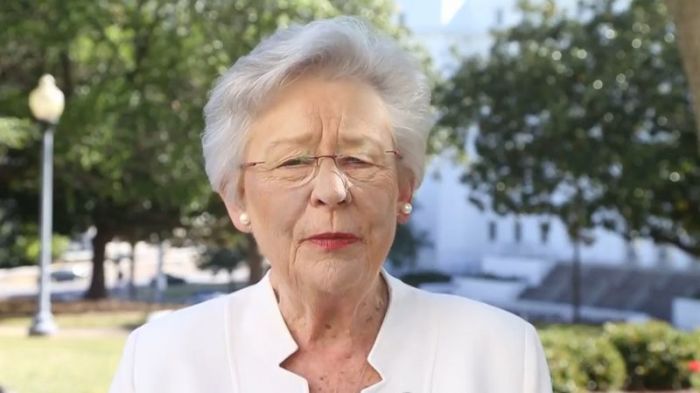 Alabama Governor Kay Ivey in a video on April 10, 2018.