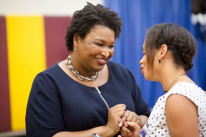 Christian Democrat Stacey Abrams (L) in Georgia, is vying to become the first black female governor in the U.S.