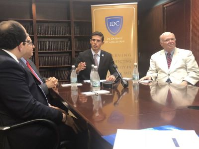 In Defense of Christians Executive Director Philippe Nassif (center) speaks during a press conference at the IDC office in Washington, D.C. on May 18, 2018.