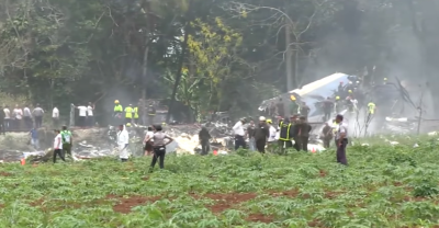 A passenger plane went down and crashed in a field shortly after takeoff from Havana, Cuba, May 18, 2018.