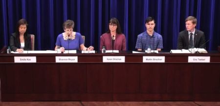 A Heritage Foundation panel event titled "Keep Kids First: Prioritizing the Needs of Children in Adoption and Foster Care," held on Wednesday, May 23, 2018. From left to right: Emilie Kao, director of the Richard and Helen DeVos Center; Shannon Royce, director at the Center for Faith and Opportunity Initiatives at the U.S. Department of Health and Human Services; Karen Strachan and her adopted son Martin; and Eric Teetsel, president of the Kansas Family Policy Alliance.