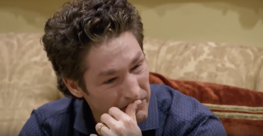 Pastor John Gray tells Lakewood Church's senior pastor, Joel Osteen, that he intends to lead his own church in South Carolina, and it leaves both men in tears, May 5, 2018.