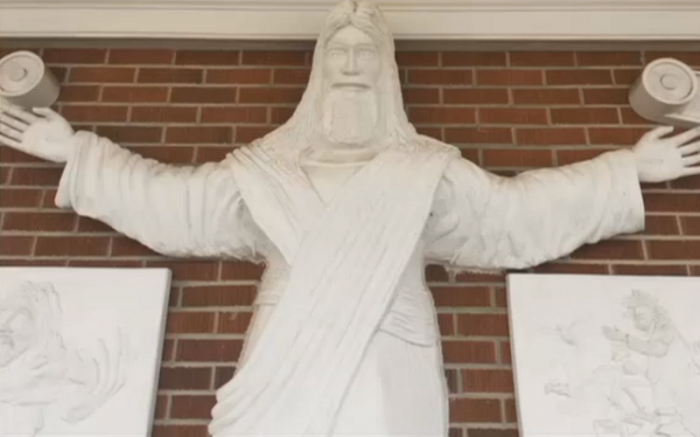 The controversial statue of Jesus that officials at Red Bank Baptist Church in South Carolina say makes the church look Catholic.