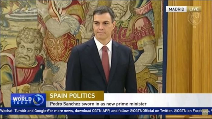 Pedro Sanchez was sworn in as Spain's new Prime Minister on June 2, 2018.