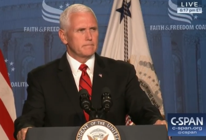 Vice President Mike Pence speaks at the annual Faith & Freedom Coalition Road to Majority conference at the Omni Shoreham Hotel in Washington, D.C. on June 9, 2018.
