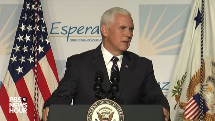Vice President Mike Pence delivers remarks at the Hispanic Prayer Breakfast in Washington D.C. on June 14, 2018.