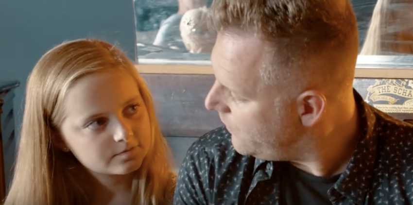Matthew West and his daughter in the the behind the Song video of "Becoming Me," May 13, 2018.
