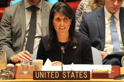 Ambassador Haley delivers remarks at a UN Security Council Open Debate on the Middle East, July 25, 2017.