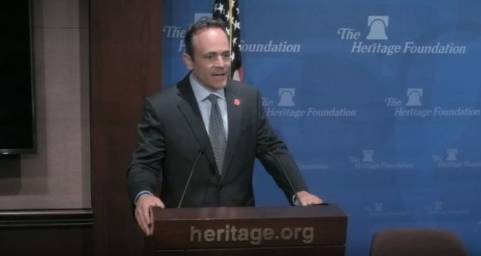 Kentucky Governor Matt Bevin giving remarks at a Heritage Foundation event in Washington, DC on Wednesday, June 20, 2018.
