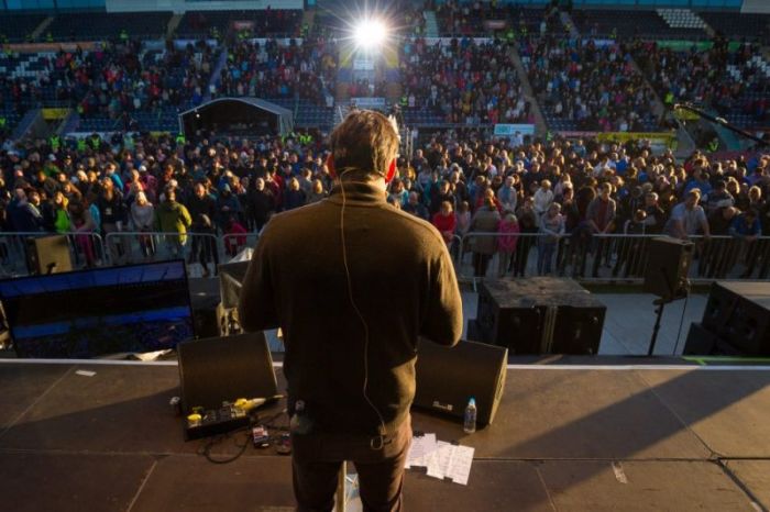 Will Graham speaks to thousands attending the Central Scotland Celebration of Hope hosted by the Billy Graham Evangelistic Association on June 17, 2018 in Falkirk, Scotland.