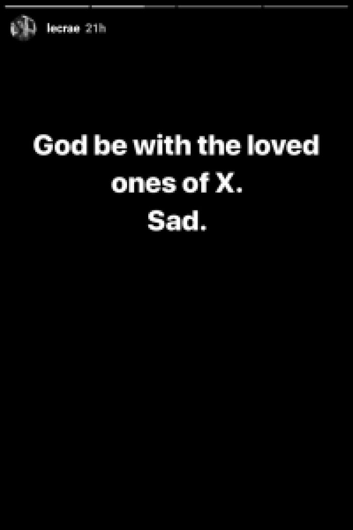 Lecrae post concerning the death of rapper XXX, June 20, 2018