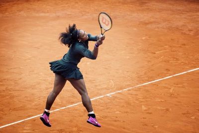 Tennis player Serena Williams in action