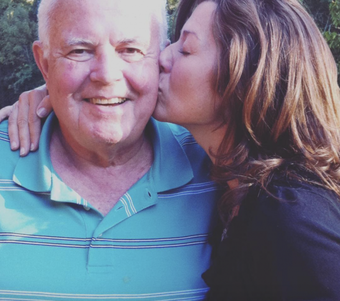Amy Grant kissing her father Dr. Burton Grant, 2018.