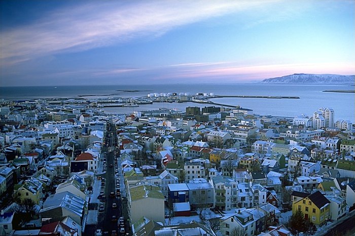 A bird's eye view of Reykjavik, Iceland