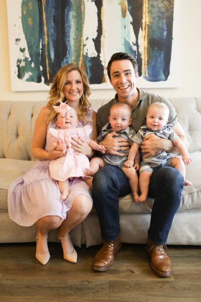 Julia Jeffress Sadler, her husband and triplets