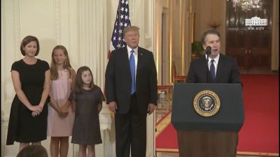 President Donald Trump announces his Supreme Court pick, Brett Kavanaugh, to fill the seat created by Justice Anthony Kennedy's retirement on July 9, 2018.