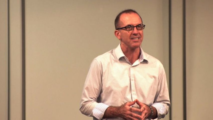 Bill Henson, author and founder of the organization Lead Them Home, giving remarks at the Fall 2017 Q Commons in Boston, Massachusetts.