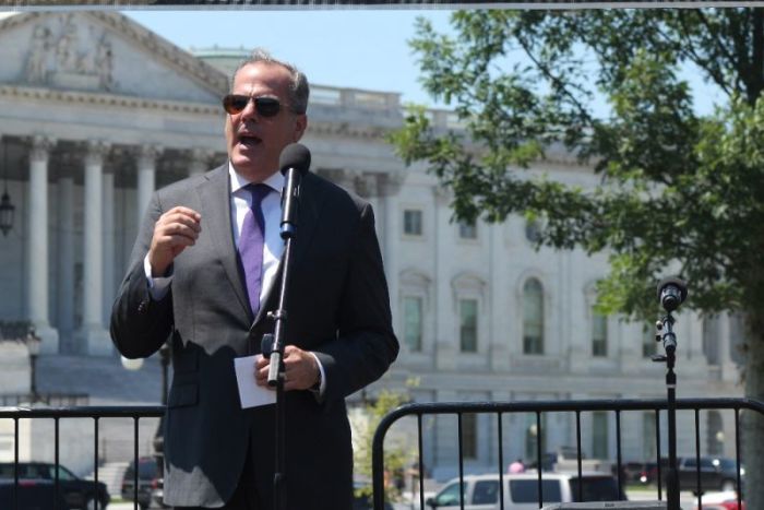 Prison Fellowship President James Ackerman speaks during a rally held outside of the U.S. Capitol Building to call on the Senate to pass the FIRST STEP Act on July 10, 2018.