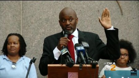 Turahn Jenkins announces his candidacy for DA in Allegheny County, PA on July 3, 2018.