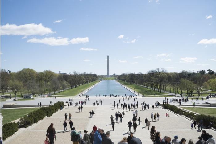 Vistors flock to the Washington Monument in Washington, D.C.