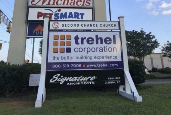 A sign for Second Chance Church sits out front of a shopping center off of Clemson Boulevard in Anderson, South Carolina in a picture posted to Facebook by pastor Perry Noble.