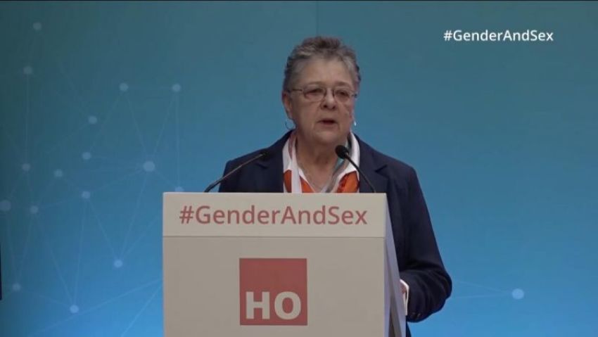 Miriam Ben-Shalom, longtime civil rights activist speaks on 'The Bending of Sex and Gender' at CitizenGo in Madrid, Spain.