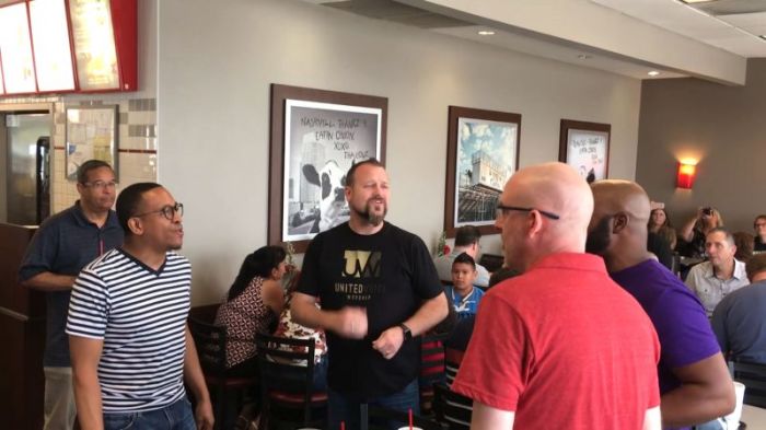 Over 60 professional a capella gospel singers from various countries staged a flash mob inside a Chick-fil-A in Nashville, Tennessee.