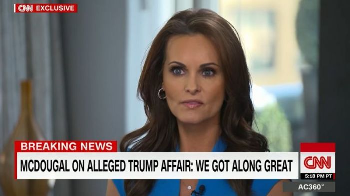 Former Playboy model Karen McDougal defends her decision to tell her story of her alleged relationship with Donald Trump in a CNN interview on March 22, 2018.