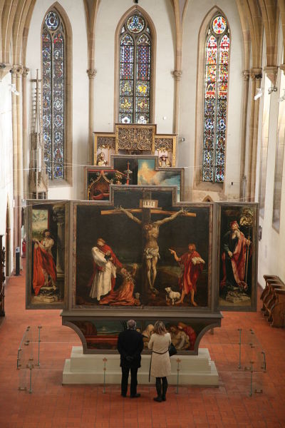 The Isenheim altarpiece. Executed for the church of the Antonines of Issenheim, hospitable canons who welcomed patients and pilgrims come to venerate Saint Anthony, this altarpiece is the masterpiece of the UnterLinden museum. The painted part of the altarpiece was executed between 1510 and 1516.