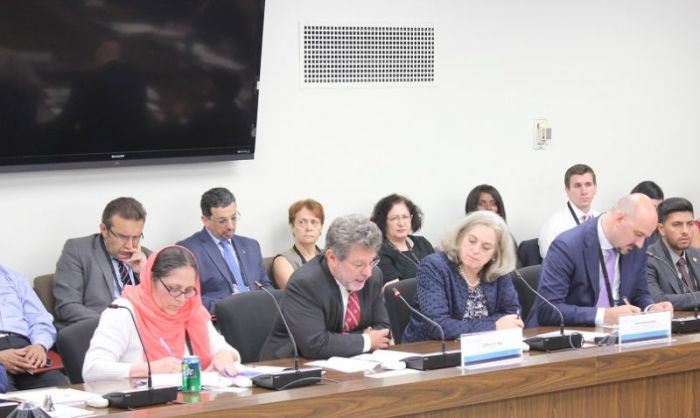 Clifford May, (second from left) speaks about where religious freedom stands in the world at the State Department for the Ministerial on Advancing Religious Freedom on July 25, 2018.