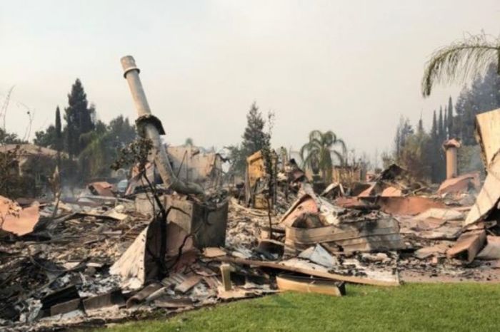 What is left of the home of Redding, California residents Judah and Krystal Gowan following the ravages of the Carr fire last week.