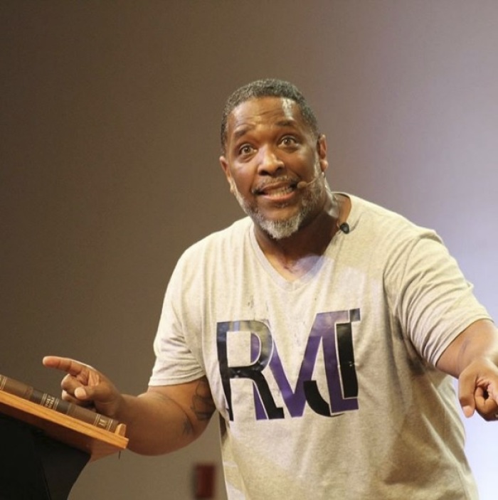 Bishop Rudolph McKissick Jr. gives a sermon at The Bethel Church in Jacksonville, Florida on July 29, 2018.