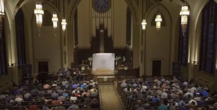 Hundreds gather for the Revoice Conference, a gathering of gay individuals seeking to adhere to traditional Christian teaching on homosexuality, held at Memorial Presbyterian Church of St. Louis, Missouri on July 26-28, 2018.