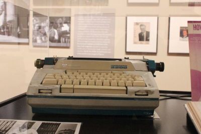 They typewriter of Billy Graham's assistant Stephanie Wills sits on display at the Museum of the Bible in Washington, D.C. on Aug. 3, 2018.