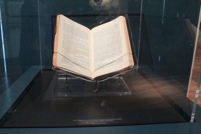 Billy Graham's personal New Testament sits on display at the Museum of the Bible in Washington, D.C. on Aug. 3, 2018.