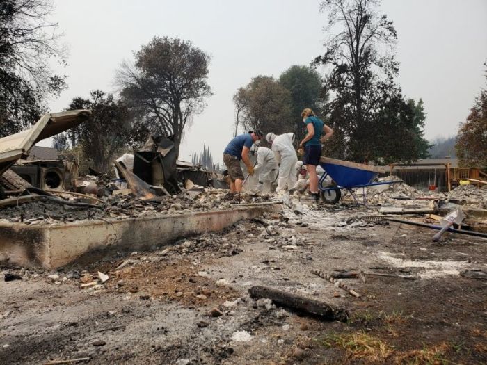 Bethel Global Response volunteer teams assist Redding, California, residents who lost their homes in the Carr Fire, with Ash Outs, Aug. 6, 2018.