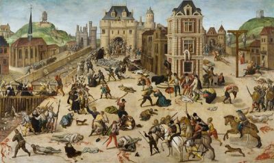 A painting depicting the Massacre of St. Bartholomew's Day, which occurred Aug. 24-25, 1572 in Paris, France.