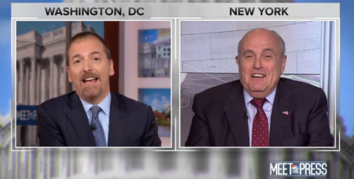 Rudy Giuliani (Right) interviewed on NBC's 'Meet the Press' by Chuck Todd (Left), August 19, 2018.