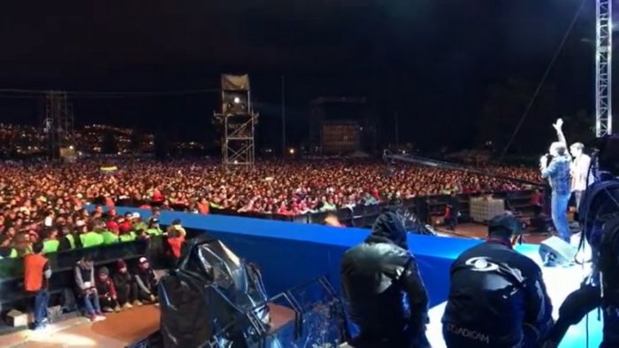 Evangelist Luis Palau's Association at a Gospel crusade in Bogotá, Colombia, on August 19, 2018.