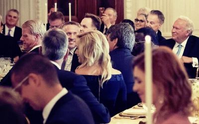 Southern Baptist Convention President J.D. Greear smiles as he attends a dinner with about 100 other evangelical leaders and their spouses at the White House in Washington on Aug. 27, 2018.