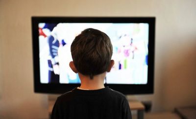 A child watches television.
