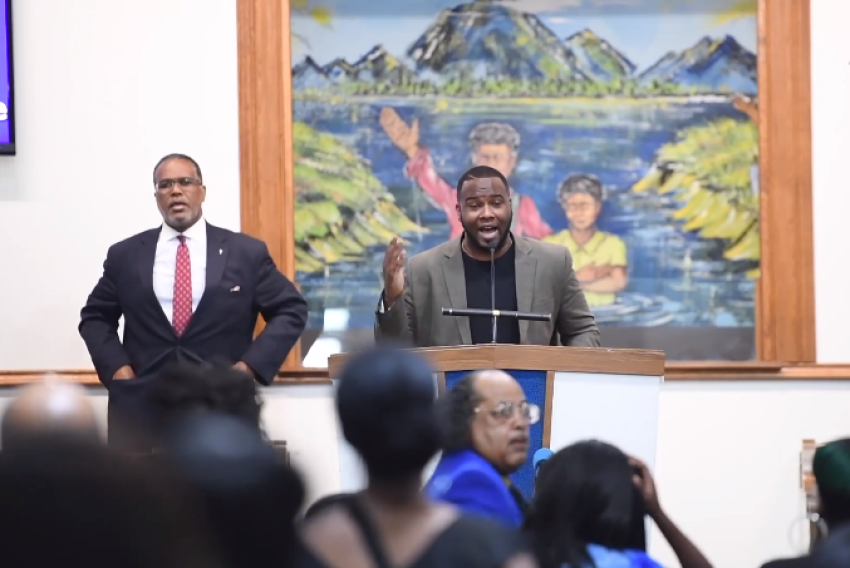 The late Botham Shem Jean, 26, sings "Let the Spirit of the Lord Rise" at Dallas West Church of Christ in Texas on September 2, 2018.