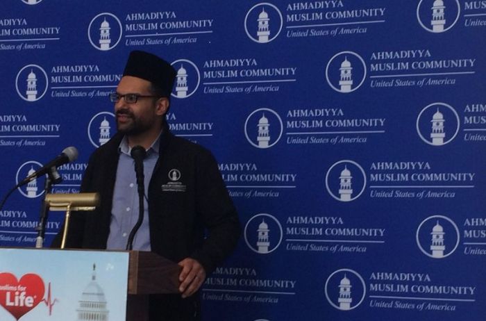 Imam Hammad Ahmad speaks at a press conference at the Rayburn House building on Sept. 11, 2018, promoting the Muslims for Life blood drive.
