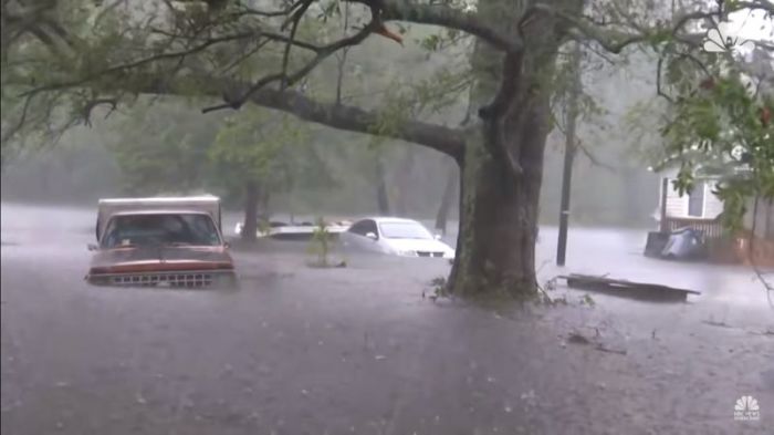 Hurricane Florence flood waters in North Carolina on September 15, 2018.