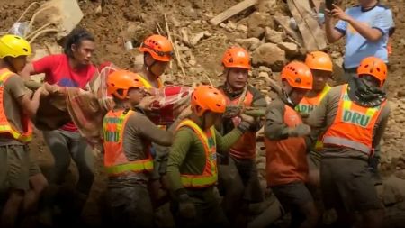 Relief work in Itogon town, Philippines, after Typhoon Mangkhut hit on September 15, 2018.
