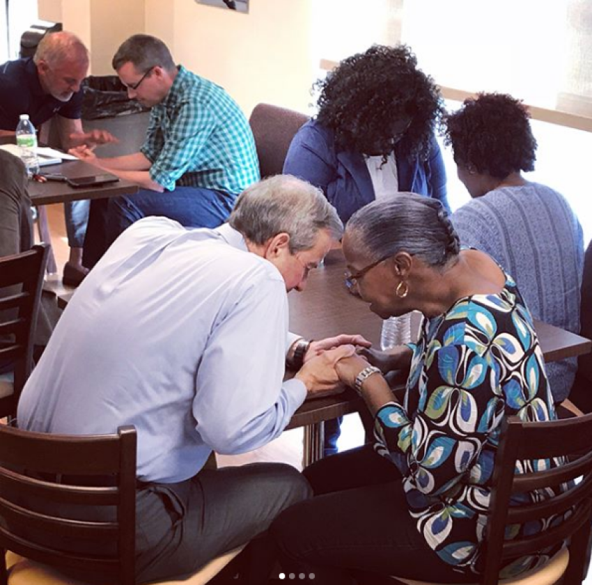 Charlotte area pastors pray in preparation for "For Charlotte" sermon series.